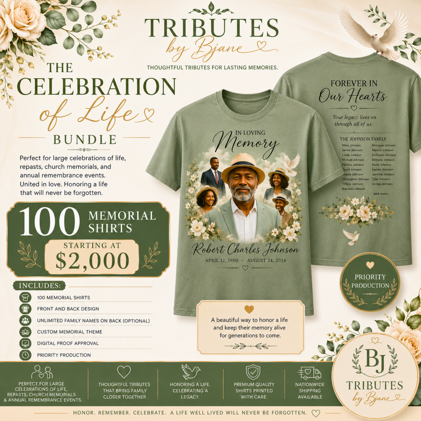 Memorial Shirt Bundle – Personalized Remembrance Keepsake Set