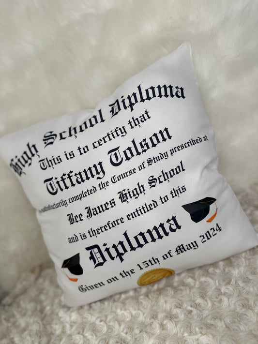 Custom Diploma Pillow | Personalized Graduation Keepsake Gift