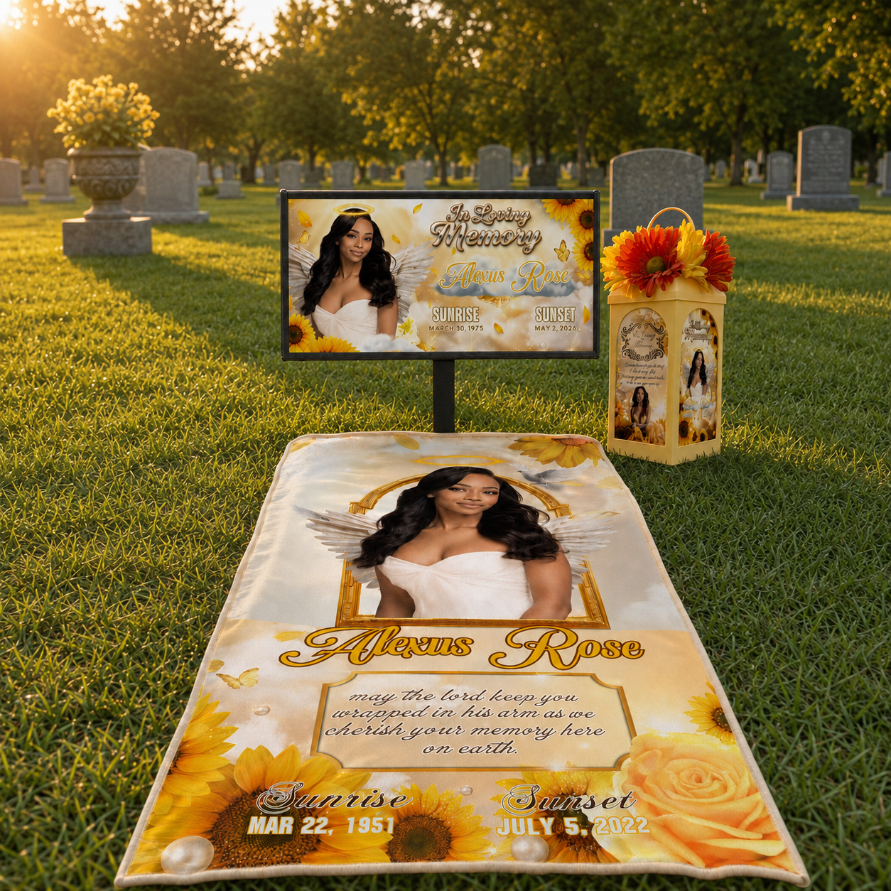 Home & Heart Memorial Bundle | Grave Blanket & Lantern – BJanekustomz