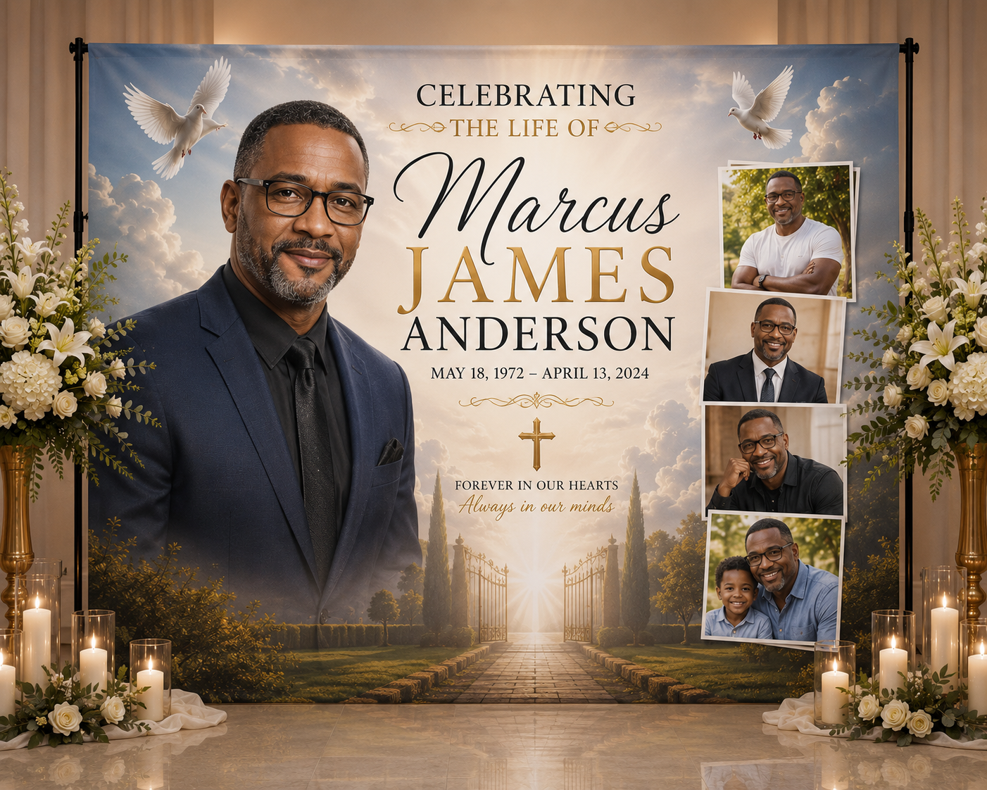 Custom Memorial Backdrop – Personalized Tribute Display