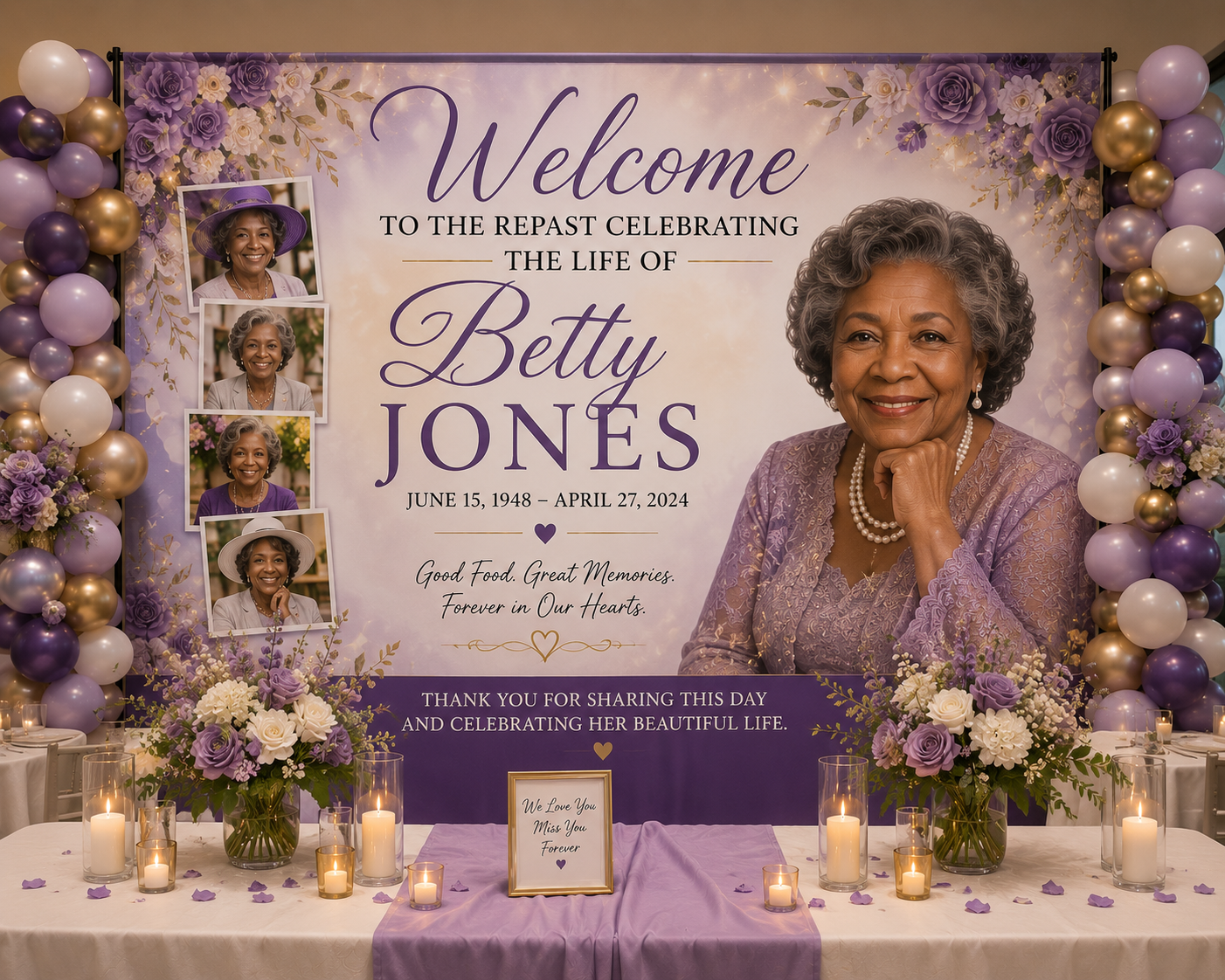 Custom Memorial Backdrop – Personalized Tribute Display