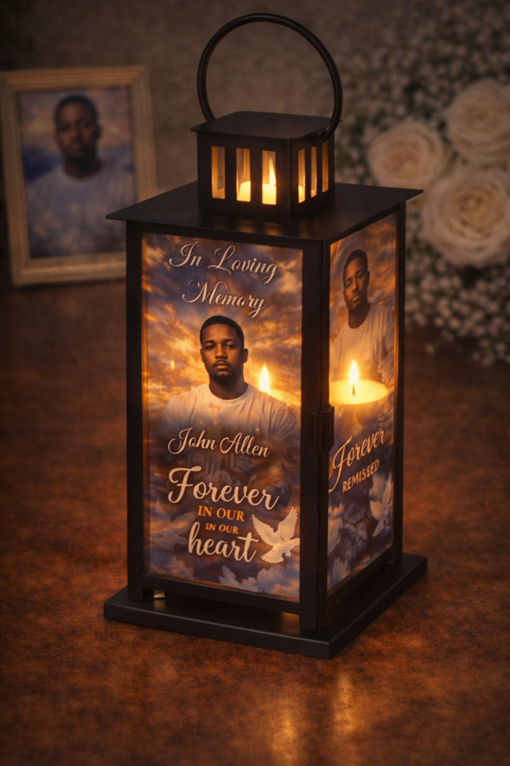 Custom Memorial Lantern with Photo | Personalized Remembrance Gift