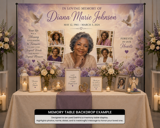 Custom Memorial Backdrop – Personalized Tribute Display