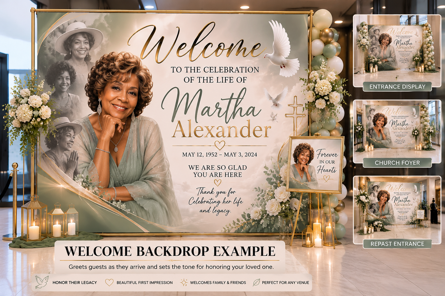 Custom Memorial Backdrop – Personalized Tribute Display