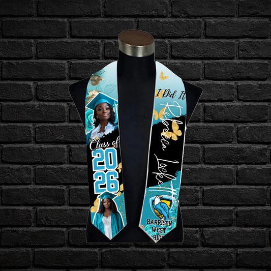 Personalized Graduation Stole with Photos & Name — Class of 2026