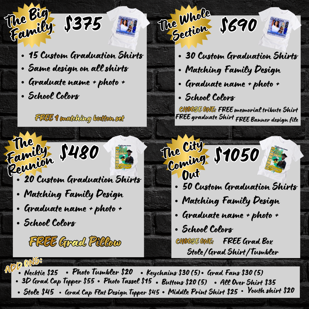 Graduation Shirt Bundle "The Whole Section" 30ct/shirts
